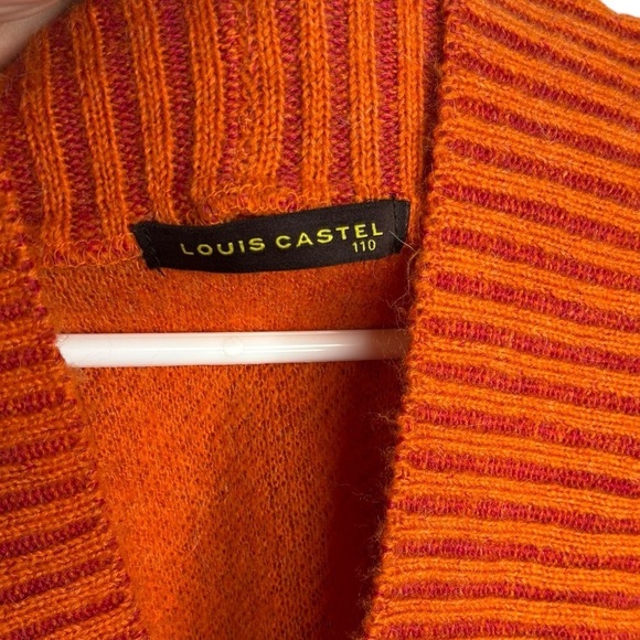 Louis Castel Golf Preppy Wool Blend Sweater Vest Size 110-XXL Orange Red Striped - Picture 5 of 12